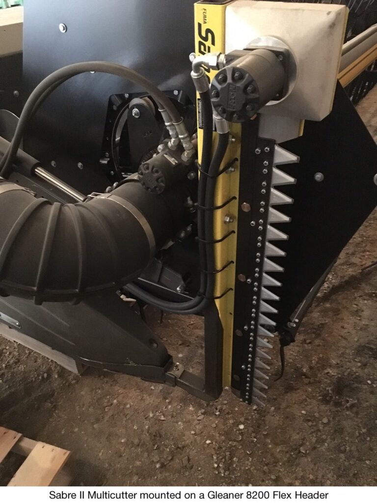 Sabre 2 multicutter Vertical Crop Divider mounted on a Gleaner 8200 Flex Header
